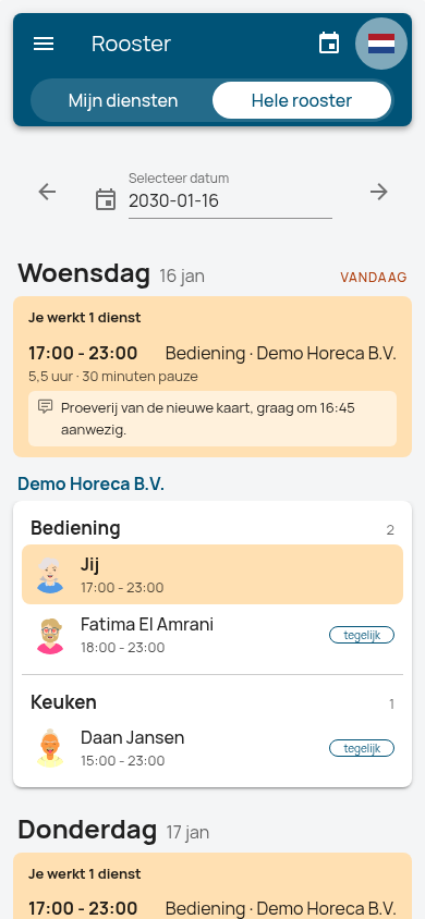 Het hele rooster